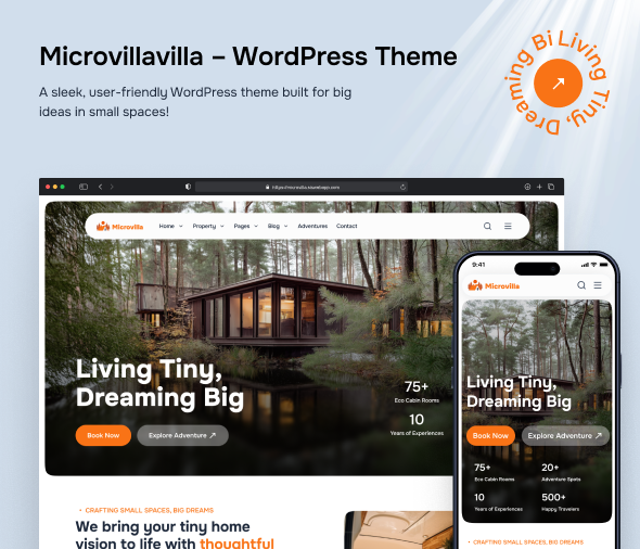 MicroVilla - Tiny House Living Lifestyle WordPress Theme