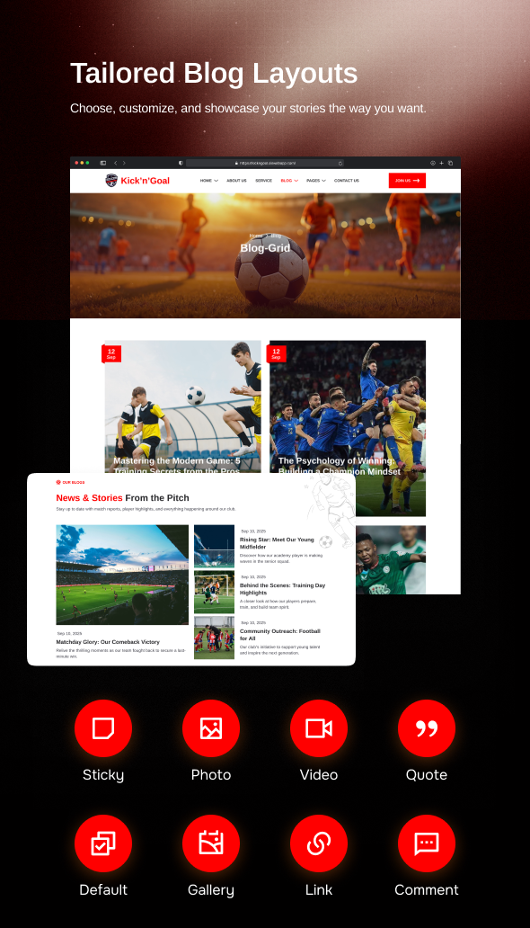 KicknGoal - Soccer and Football Club WordPress Theme