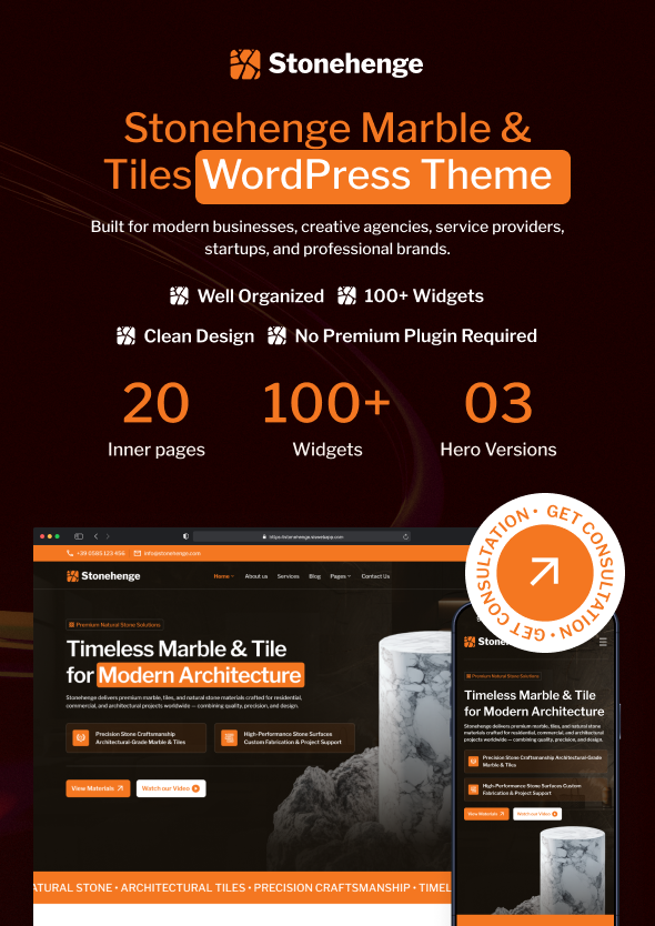 StoneHenge - Marble & Tiles WordPress Theme - 1