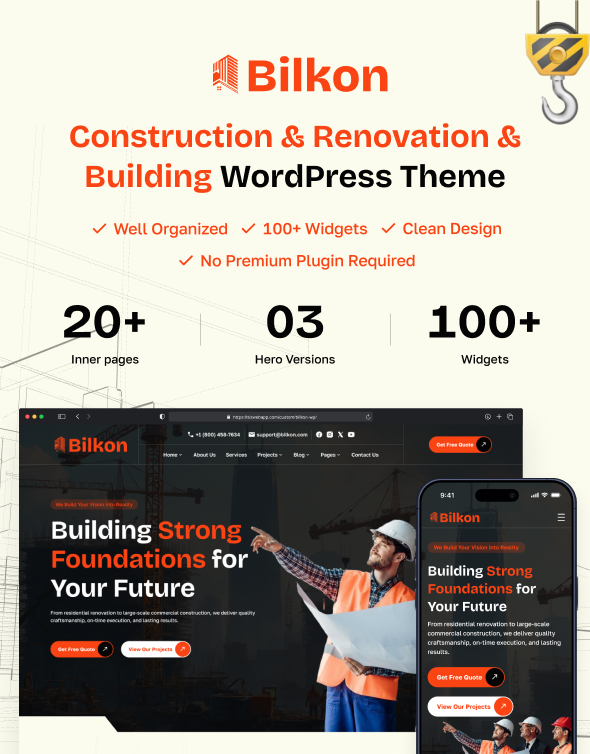 BilKon - Construction & Renovation & Building WordPress Theme - 1
