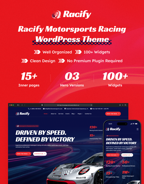 Racify - Motorsports Racing WordPress Theme - 1