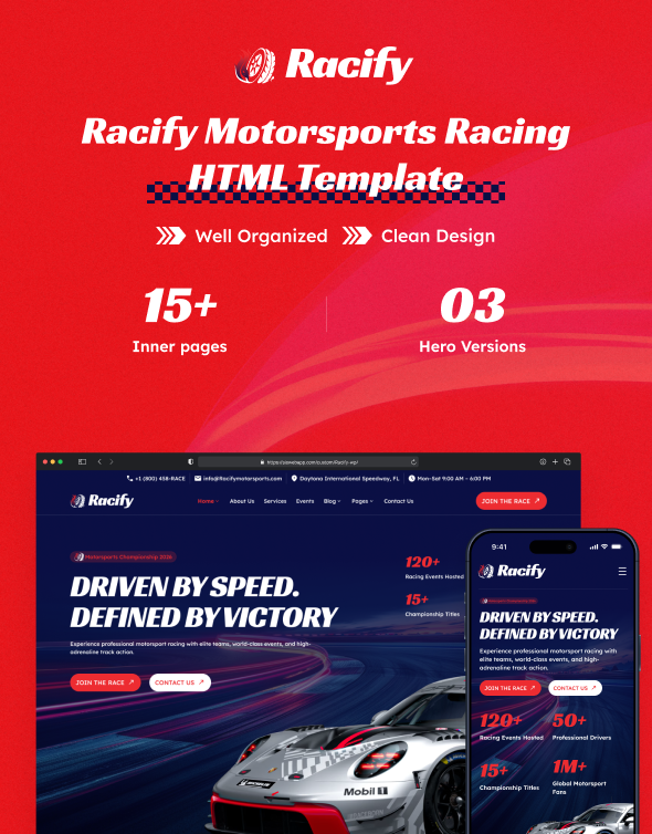 Racer - Motorsports Racing HTML Template - 1