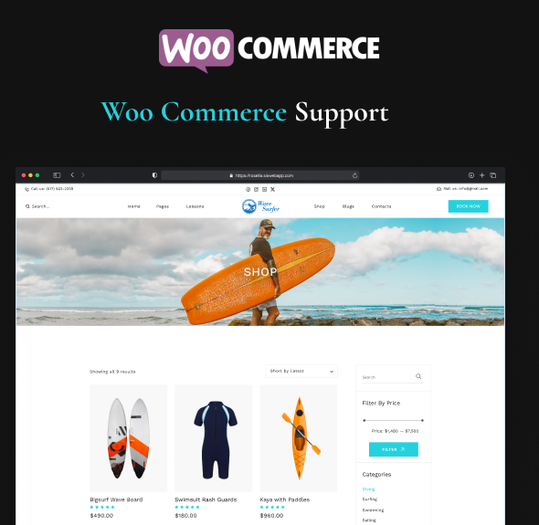 WaveSurfer - Surfing and Water Sports WordPress Theme