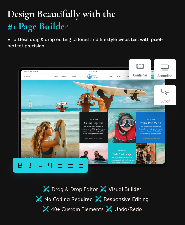 WaveSurfer - Surfing and Water Sports WordPress Theme