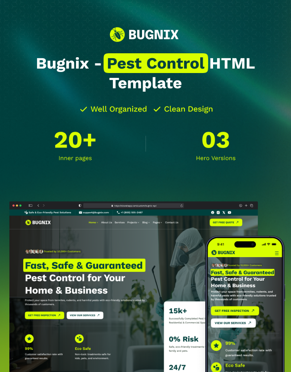 Bugnix - Bugs & Pest Control HTML Template - 1
