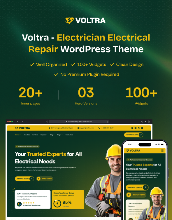 Voltra - Electrician Electrical Repair WordPress Theme