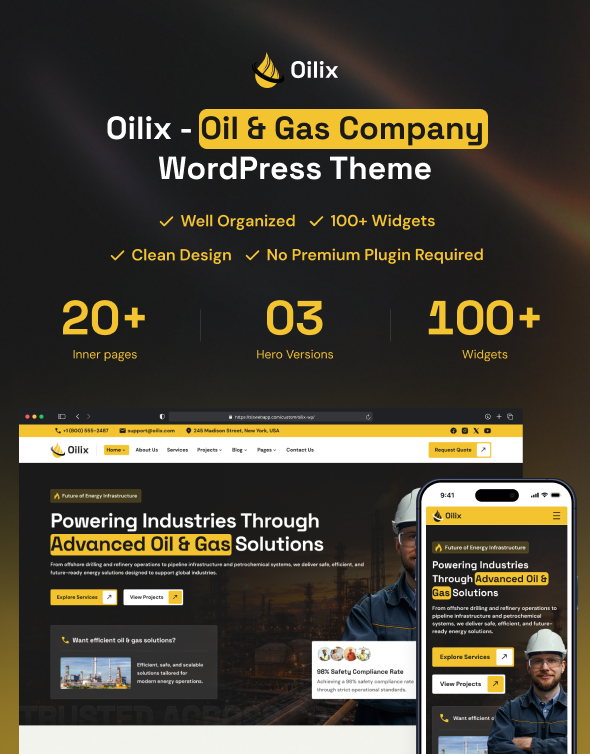 Oilix - Oil & Gas Company WordPress Theme - 1