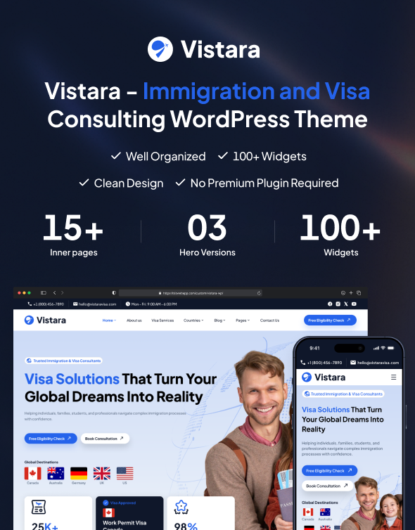 Vistara - Immigration and Visa Consulting WordPress Theme - 1