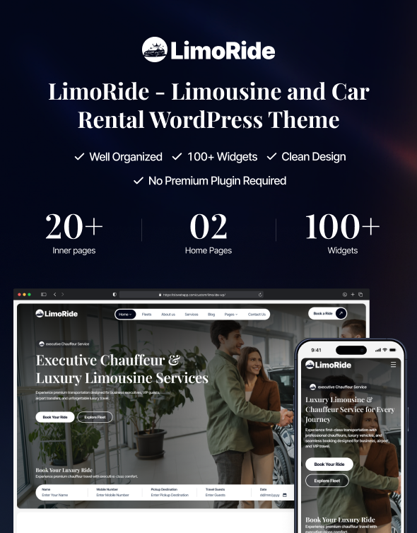 LimoRide - Limousine and Car Rental WordPress Theme