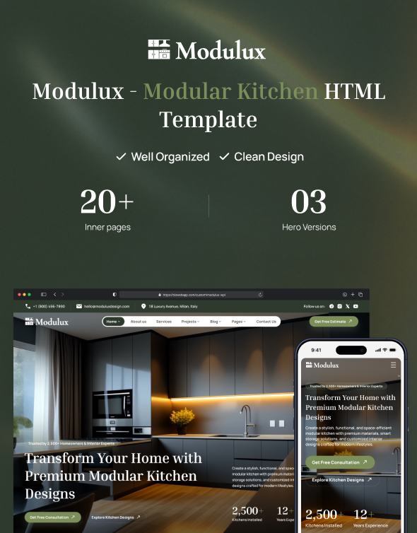Modulux - Modular Kitchen HTML Template