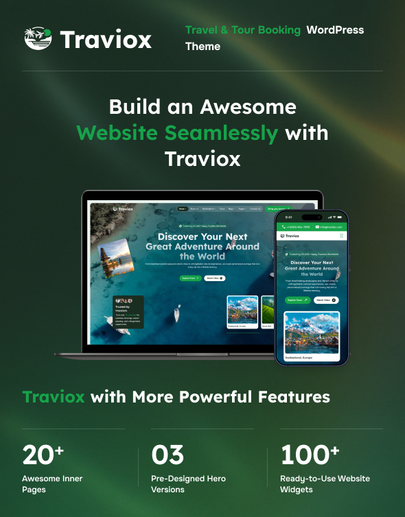 Flamingo – Modern Travel & Tour Booking WordPress Theme - 1