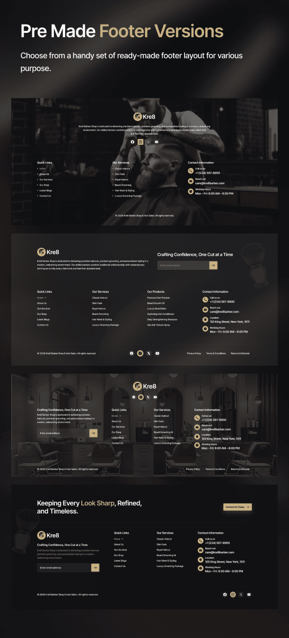 Kre8 | Barber Shop & Hair Salon WordPress Theme - 12