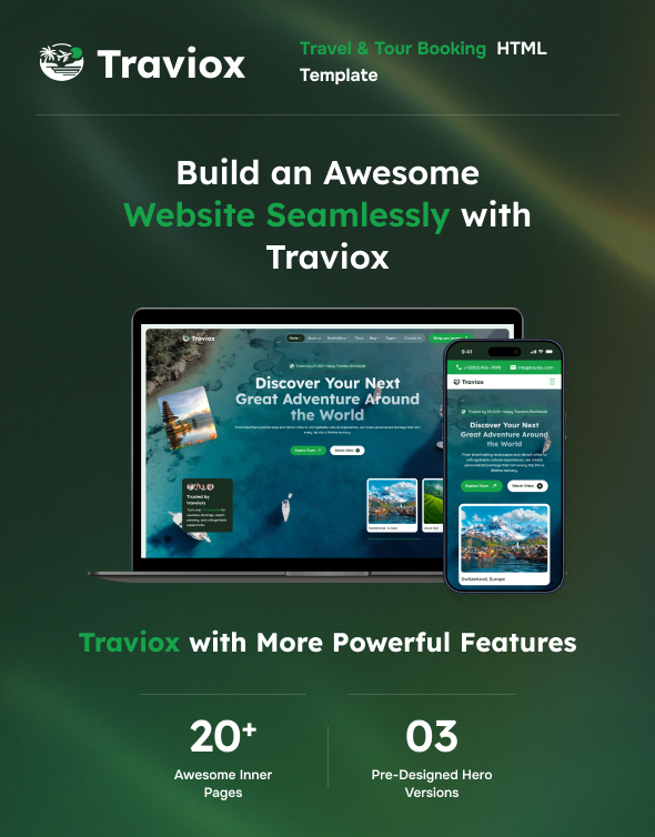 Traviox – Modern Travel & Tour Booking HTML Template - 1