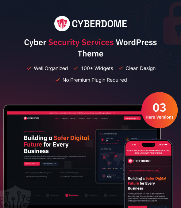 CyberDome - Cyber Security Services WordPress Theme - 1