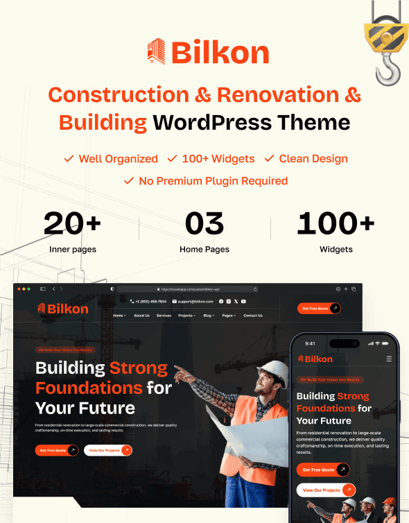 BilKon - Construction & Renovation & Building WordPress Theme