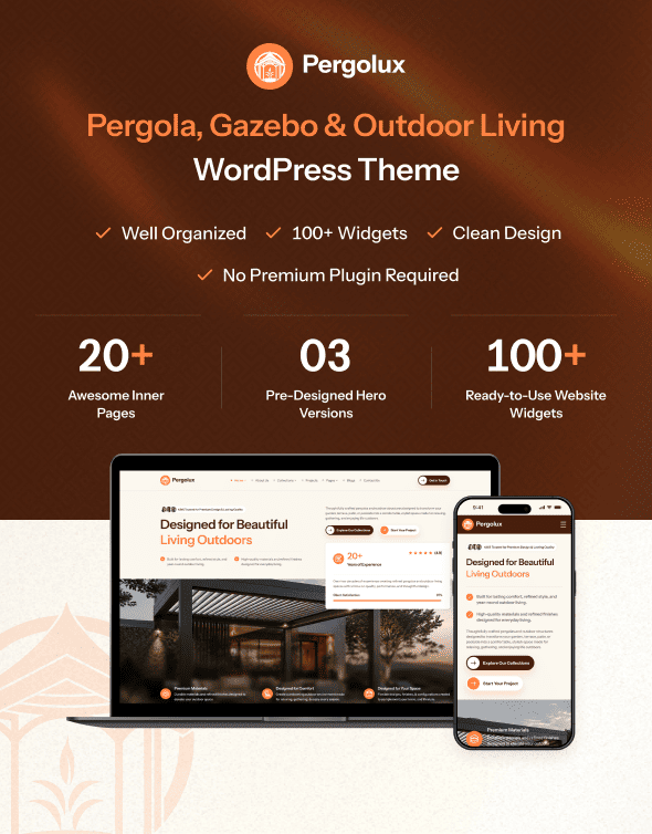 Pergolux | Pergola, gazebo & Outdoor Living WordPress Theme - 1